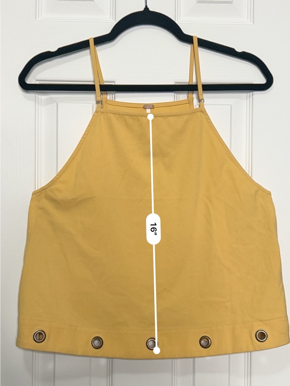 Free People Yellow Lace-Up Grommet Tank Top Boho Festival Cami - Picture 7 of 7
